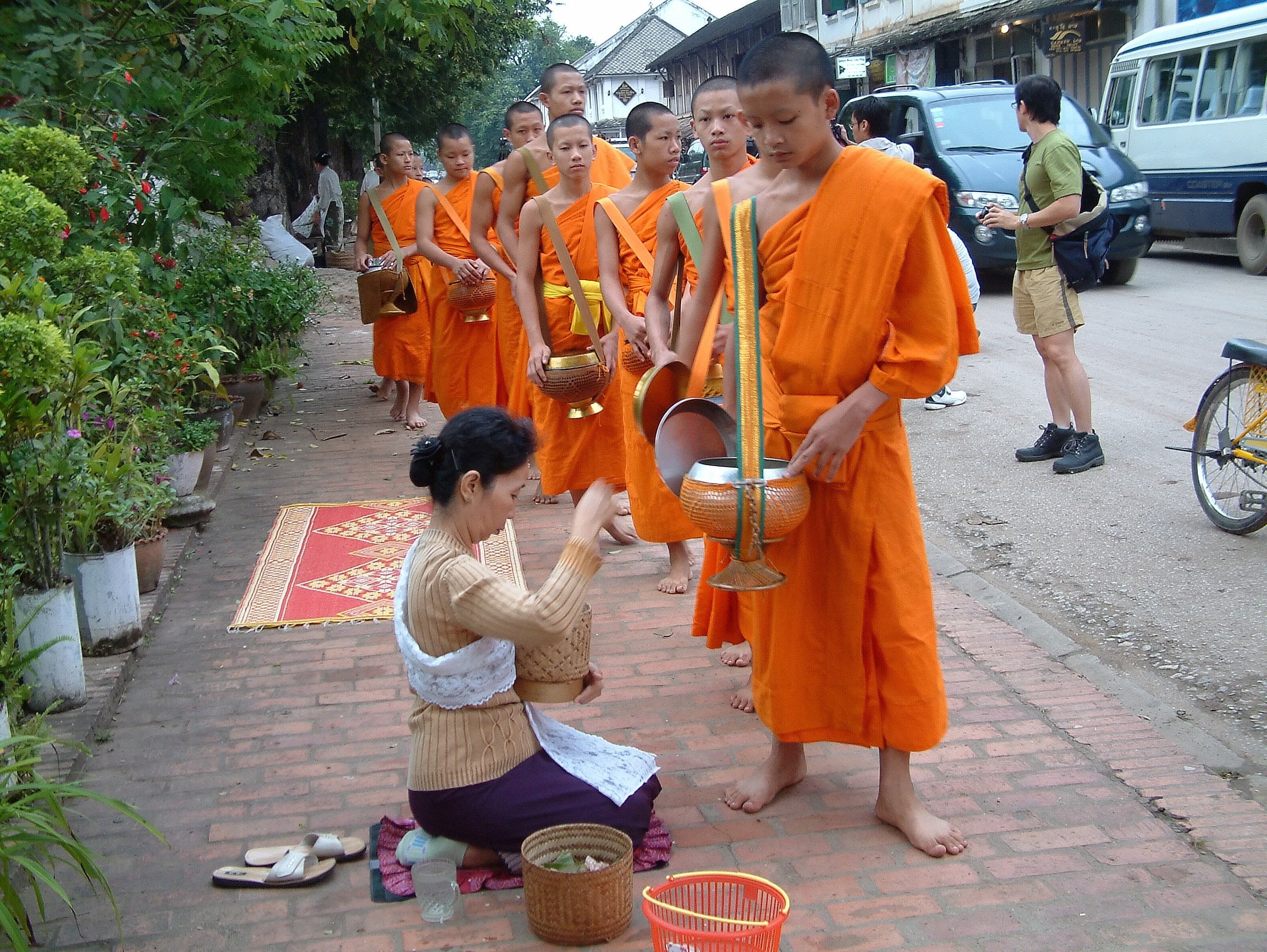 Monks collect Alms in Luang Prabang