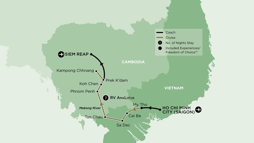 Luxury Mekong River Cuise - Itinerary & Map