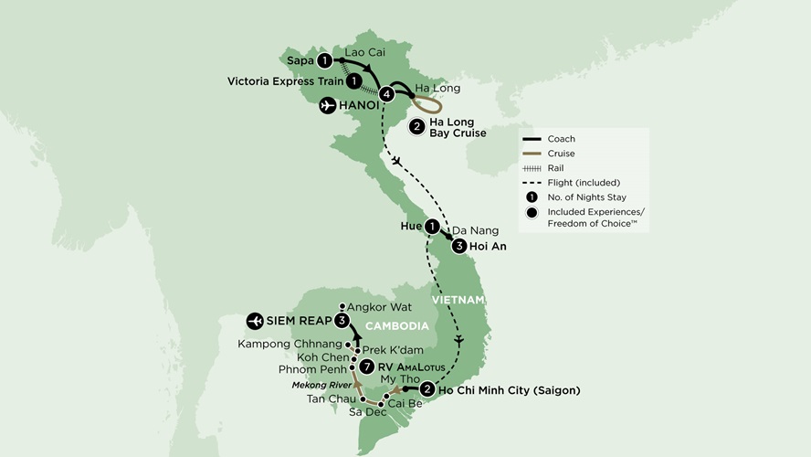 Vietnam and Cambodia Grand Tour - Itinerary & Map