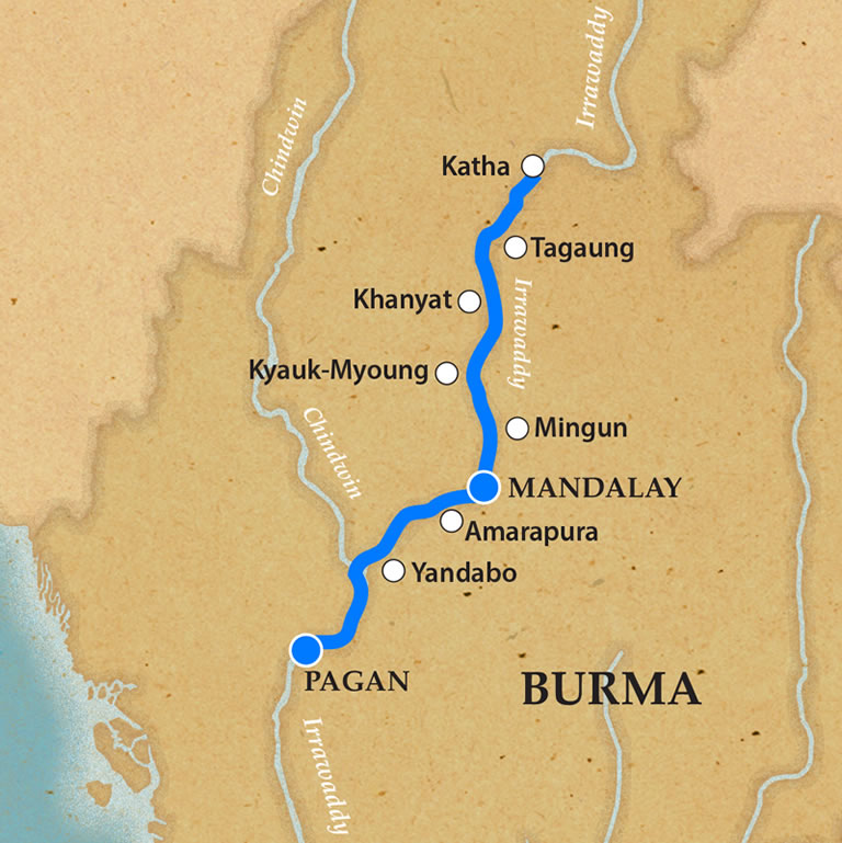 Bagan And The Upper Irrawaddy Itinerary and Map