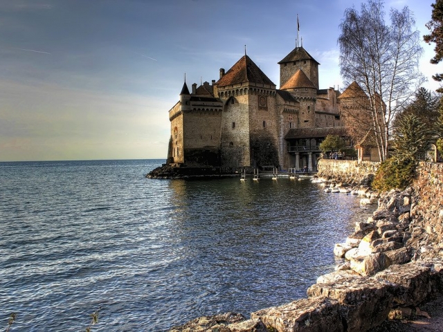 Switzerland, Lake Geneva, Chateau de Chillon