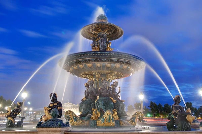 London & Paris, Fountains on the Place de la Concorde, Paris, France